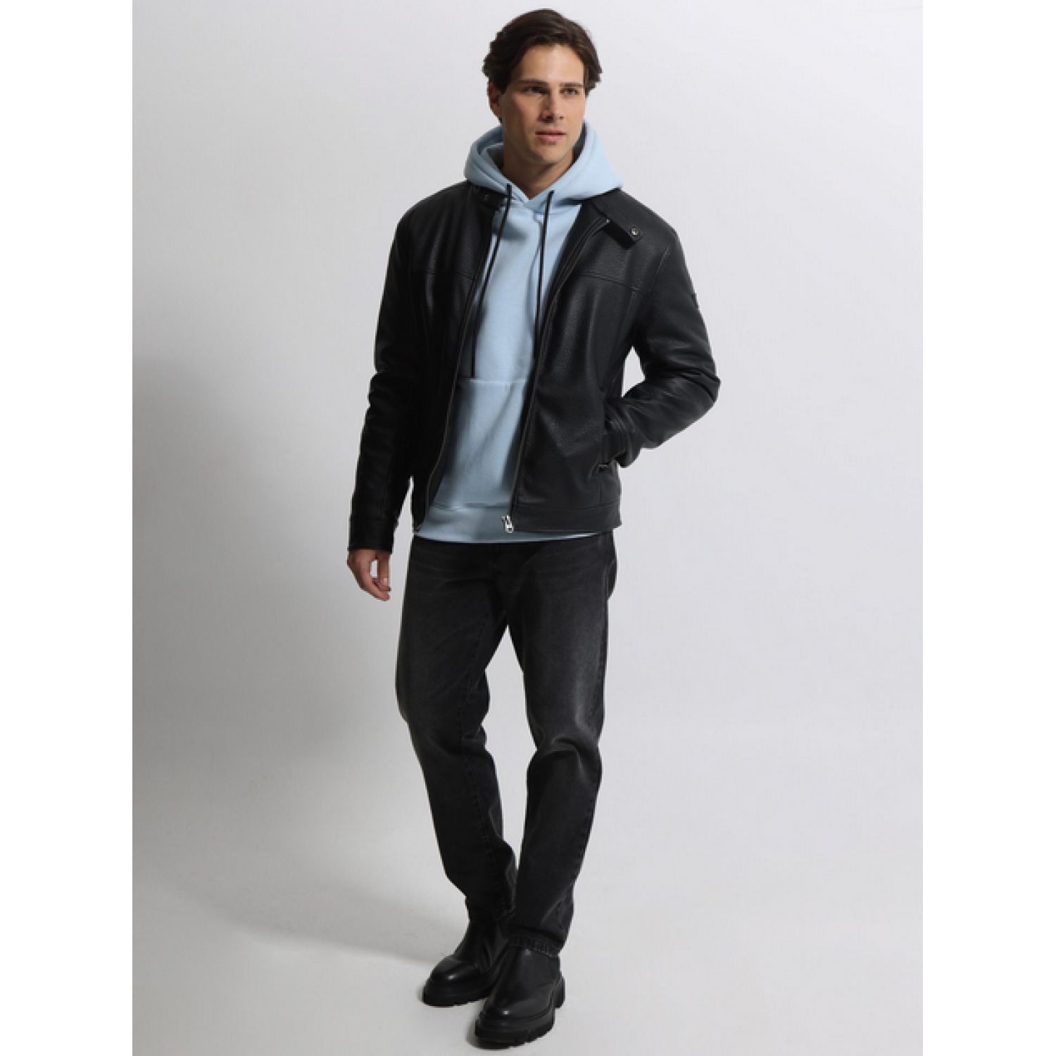 Life Style Butiken Ανδρικό δερματινάκι με επένδυση LS12178 Black